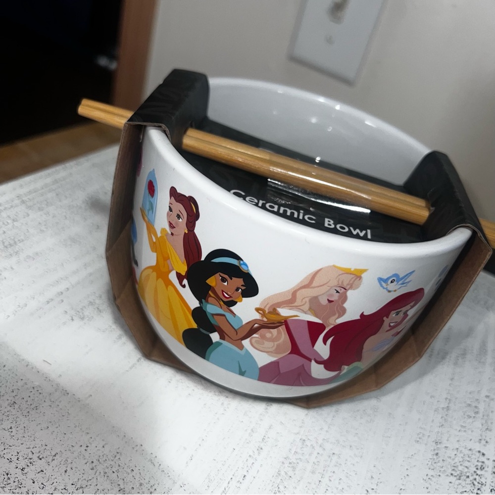 Disney Princess ceramic ramen bowl with chopsticks